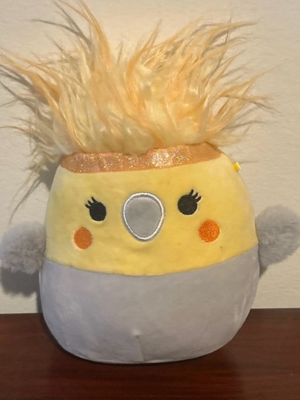 Squishmallow Charlize Cockatiel Plush Soft Small  Bird 7”  Yellow Gray Orange